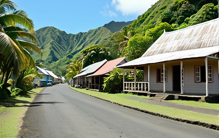 **Levuka's Historic Charm:**
    "A serene and historic view of Levuka, Fiji's UNESCO World Heritage town. The image showcases well-preserved, charming wooden colonial buildings lining a tranquil Beach Street. Lush tropical hills provide a vibrant green backdrop under a clear, soft daylight sky. The scene should evoke a sense of stepping back in time, emphasizing the unique blend of European and traditional Fijian architecture, with a peaceful, unhurried atmosphere."